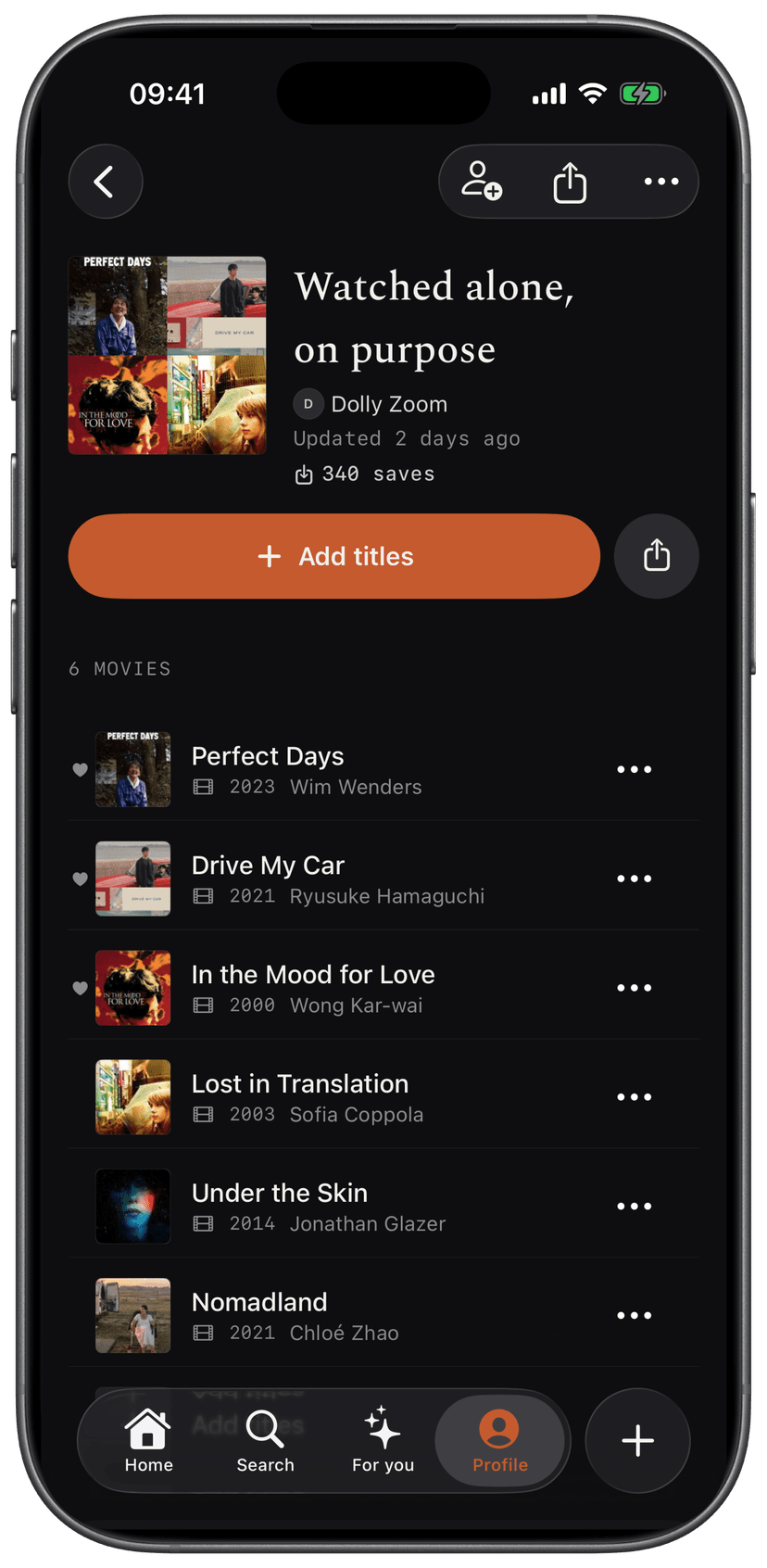 A shared list in Kino